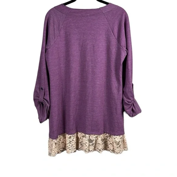 LOGO Lounge Lace Trim Lounge Tunic Top Size M - Picture 7 of 8